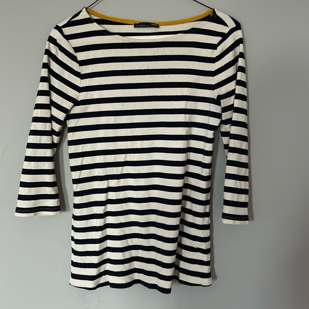 Black white longsleeve striped women’s Zara top
